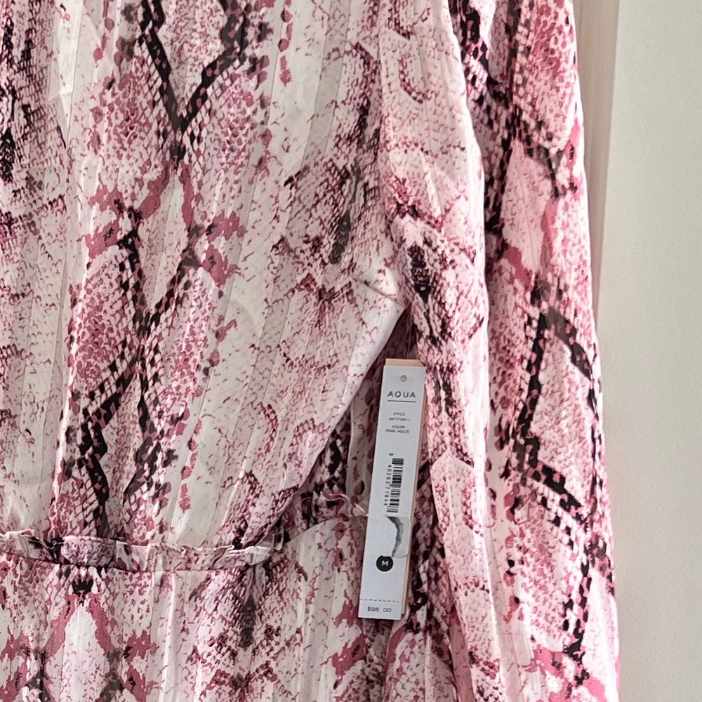 🤎 AQUA Snake Print Metallic Mini Dress – Bloomingdale’s Exclusive – Size M ✨ - Picture 8 of 8